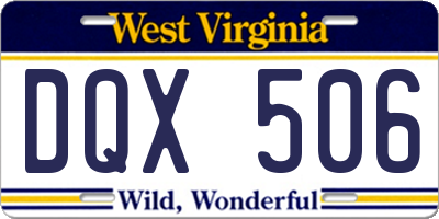 WV license plate DQX506