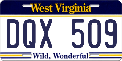 WV license plate DQX509