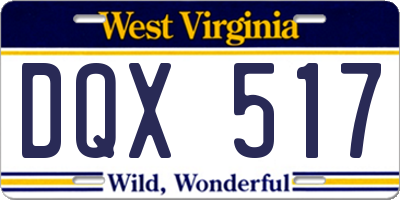 WV license plate DQX517