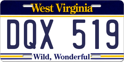 WV license plate DQX519