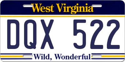 WV license plate DQX522