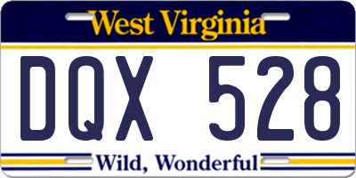 WV license plate DQX528