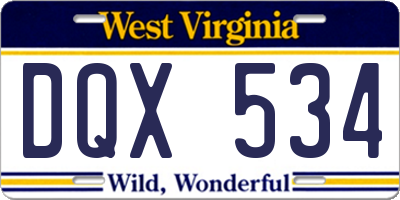 WV license plate DQX534