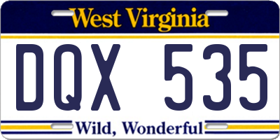 WV license plate DQX535