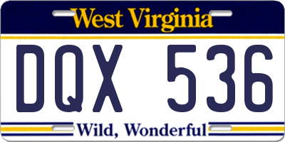 WV license plate DQX536