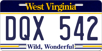 WV license plate DQX542