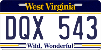 WV license plate DQX543