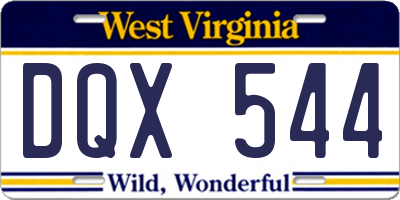 WV license plate DQX544