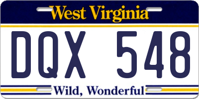 WV license plate DQX548