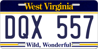 WV license plate DQX557