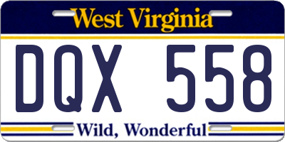 WV license plate DQX558
