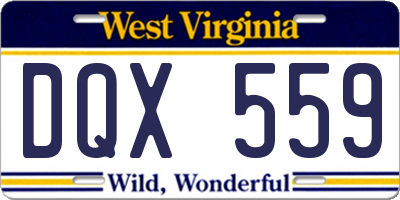 WV license plate DQX559