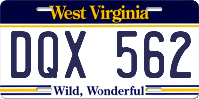 WV license plate DQX562