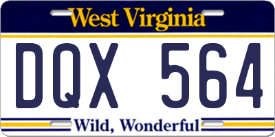 WV license plate DQX564