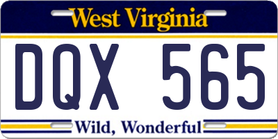 WV license plate DQX565
