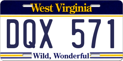 WV license plate DQX571