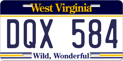 WV license plate DQX584