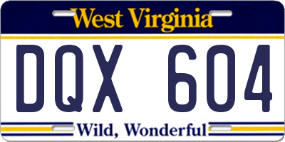 WV license plate DQX604