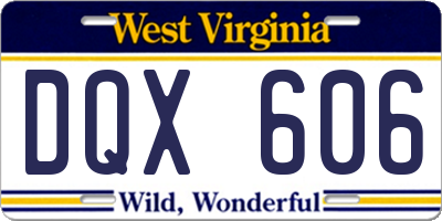 WV license plate DQX606