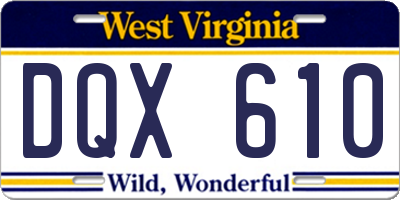 WV license plate DQX610