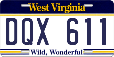 WV license plate DQX611