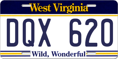 WV license plate DQX620