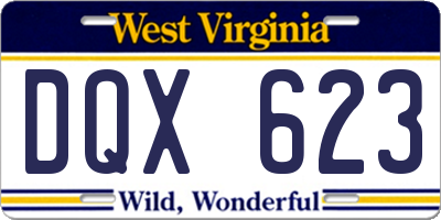 WV license plate DQX623