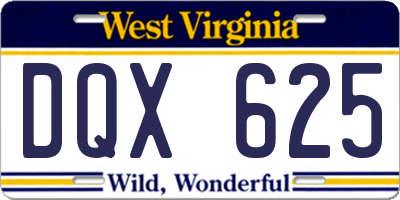 WV license plate DQX625