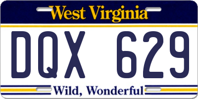 WV license plate DQX629