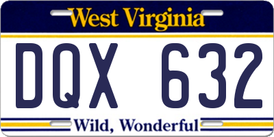 WV license plate DQX632