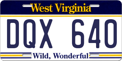 WV license plate DQX640