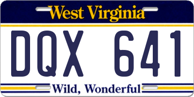 WV license plate DQX641