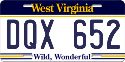 WV license plate DQX652