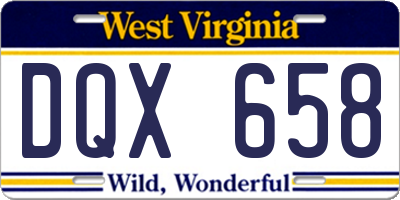 WV license plate DQX658