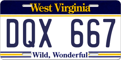 WV license plate DQX667