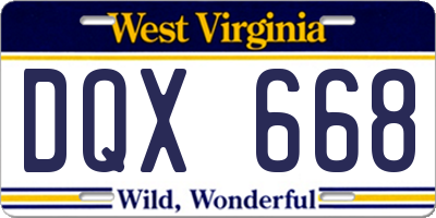 WV license plate DQX668