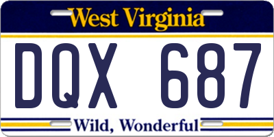 WV license plate DQX687