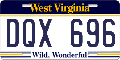 WV license plate DQX696