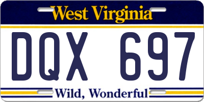 WV license plate DQX697