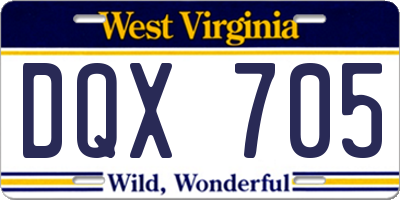 WV license plate DQX705