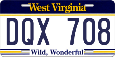 WV license plate DQX708