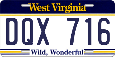 WV license plate DQX716
