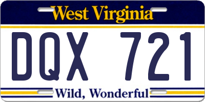 WV license plate DQX721