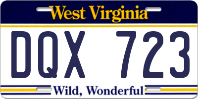 WV license plate DQX723
