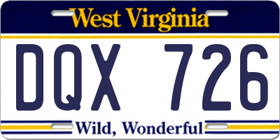 WV license plate DQX726