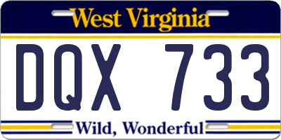 WV license plate DQX733