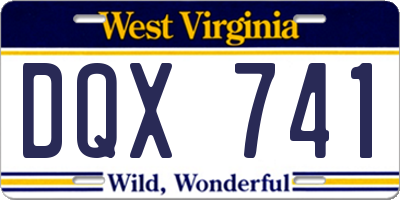 WV license plate DQX741