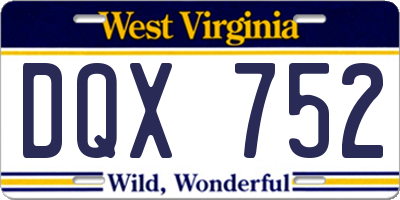 WV license plate DQX752