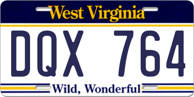 WV license plate DQX764