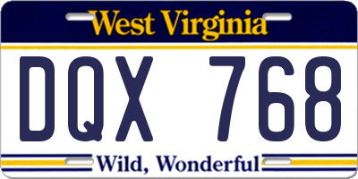 WV license plate DQX768